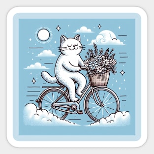 Cat riding a bike Sticker